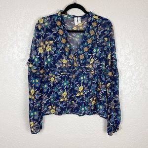 Meadow Rue Strasser floral printed long sleeve top